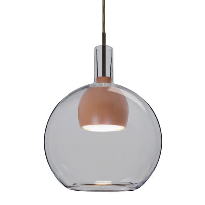 Besa Lighting Benji 9in 1-Light LED Cord Pendant | Contemporary Bronze and Smoke Glass Wood | Kitchen Island & Dining | Model 1JT-BENJISMMD-LED-BR