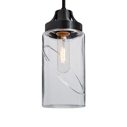 Besa Lighting Blink 4in 1-Light Pendant | Transitional Black and Clear Glass | Kitchen Island & Dining Room | 4.38 x 8 in | Model 1JT-BLINKCL-BK