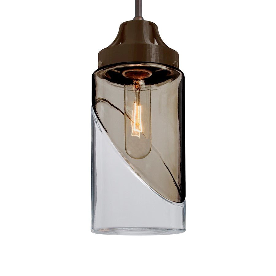 Besa Lighting Blink 4in 1-Light Pendant | Transitional Bronze and Gray Glass | Kitchen Island & Dining Room | 4.38 x 8 in | Model 1JT-BLINKSM-BR