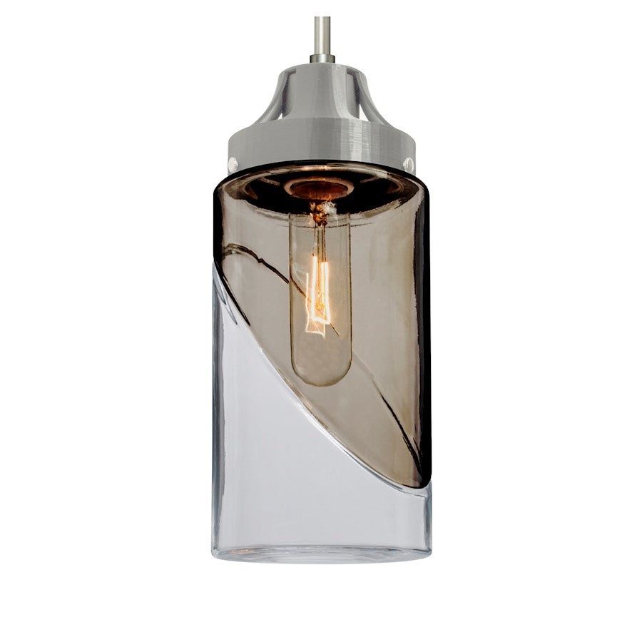 Besa Lighting Blink 4in 1-Light Pendant | Transitional Satin Nickel and Gray Glass | Kitchen Island & Dining Room | 4.38 x 8 in | Model 1JT-BLINKSM-SN