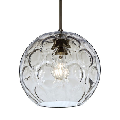 Besa Lighting Bombay 9in 1-Light Cord Pendant | Brushed Bronze and Clear Glass | Kitchen Island & Dining Room | 9 x 8 in | Model 1JT-BOMYCL-BR