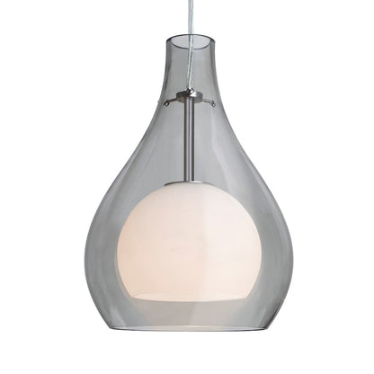 Besa Lighting Elle 11 1-Light LED Pendant | Transitional Satin Nickel and Gray Glass | Kitchen Island & Dining Room | Model 1JT-ELLE11GY-LED-SN