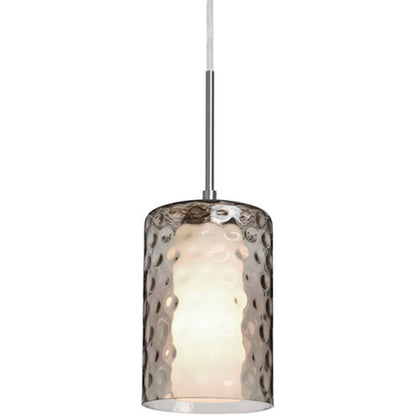 Besa Lighting Esa 4.7in 1-Light Pendant | Contemporary Satin Nickel and Gray Glass | Kitchen Island & Dining Room | 4.7 x 6.85 in | Model 1JT-ESASM-SN