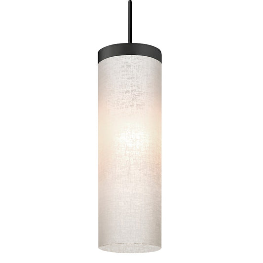 Besa Lighting Friz 1 Light Cord Pendant, Black/White Linen - 1JT-FRIZLN-BK