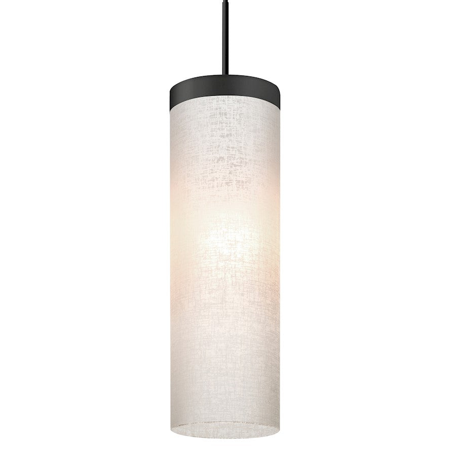 Besa Lighting Friz 5in 1-Light LED Pendant | Contemporary Black and White Linen Glass | Kitchen Island & Dining Room | Model 1JT-FRIZLN-LED-BK