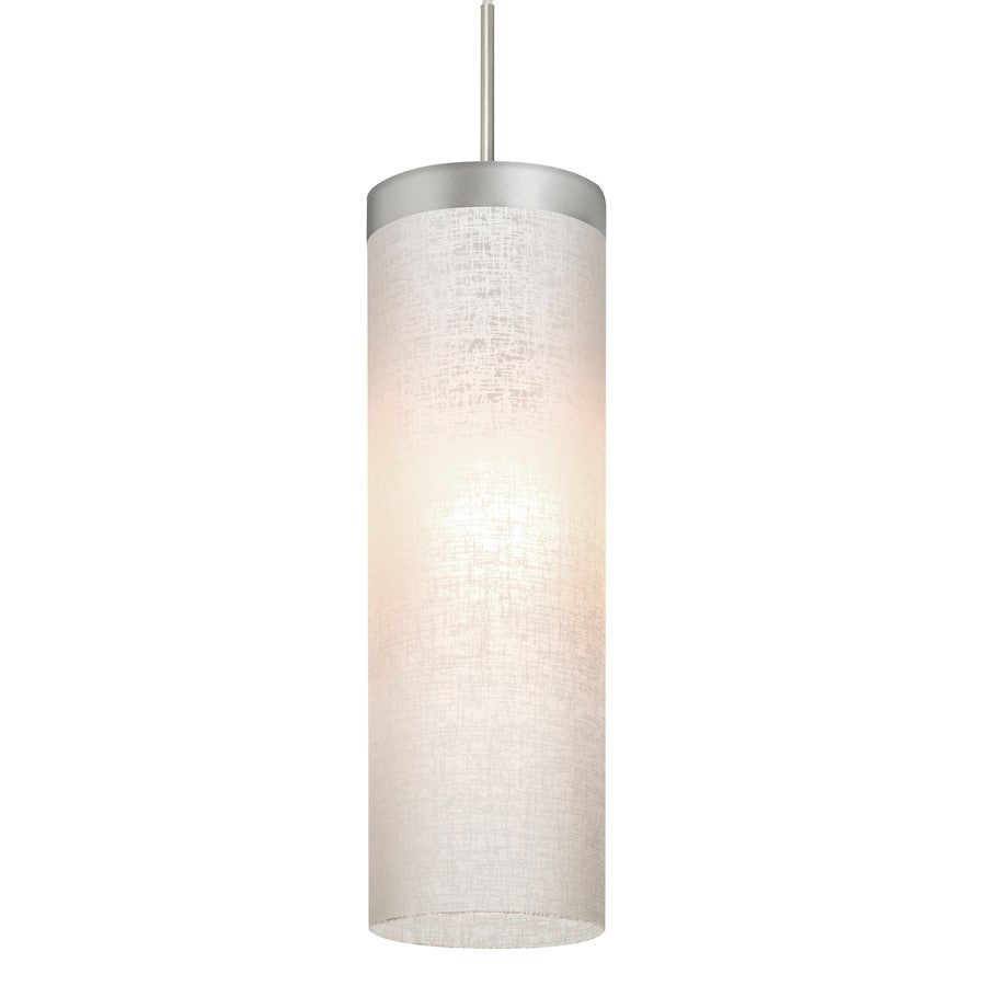 Besa Lighting Friz 5in 1-Light Cord Pendant | Contemporary Satin Nickel and White Linen Glass | Kitchen Island & Dining Room | Model 1JT-FRIZLN-SN