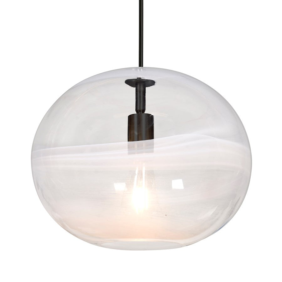 Besa Lighting Geno 13in 1-Light LED Pendant | Contemporary Black and Clear Glass | Kitchen Island & Dining Room | Model 1JT-GENOCL-EDIL-BK