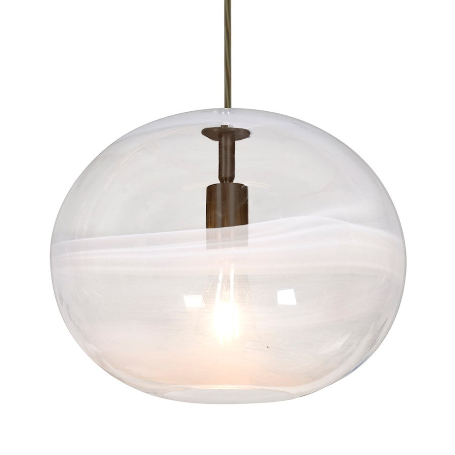 Besa Lighting Geno 13in 1-Light LED Pendant | Contemporary Bronze and Clear Glass | Kitchen Island & Dining Room | Model 1JT-GENOCL-EDIL-BR