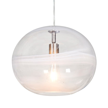 Besa Lighting Geno 13in 1-Light LED Cord Pendant | Contemporary Satin Nickel and Clear Glass | Kitchen Island & Dining | Model 1JT-GENOCL-EDIL-SN