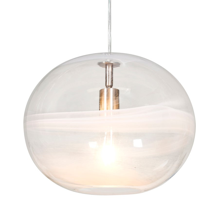 Besa Lighting Geno 13in 1-Light Cord Pendant | Contemporary Satin Nickel and Clear Glass | Kitchen Island & Dining Room | Model 1JT-GENOCL-SN
