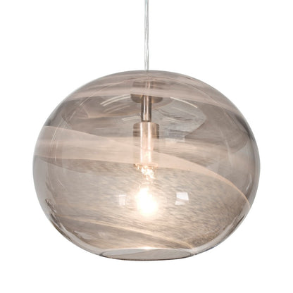 Besa Geno 13in 1-Light Cord Pendant | Contemporary Satin Nickel and Gray Glass | Kitchen Island & Dining Room | 13 x 13 x 10 in | Model 1JT-GENOSM-SN