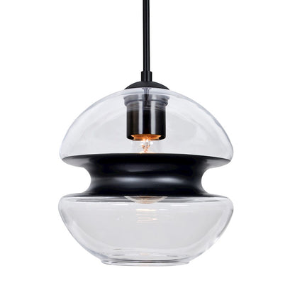 Besa Lighting Hula 8 8in 1-Light Pendant | Contemporary Black and Black Glass | Kitchen Island & Dining Room | 8 x 8 x 7.75 in | Model 1JT-HULA8BK-BK