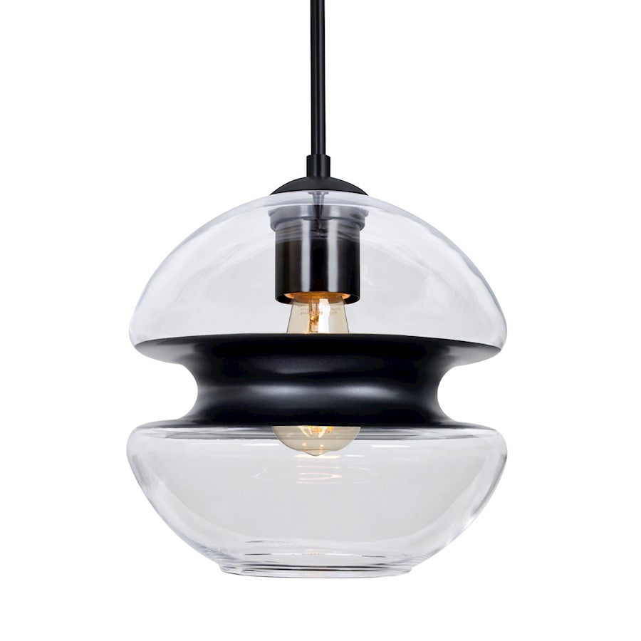 Besa Lighting Hula 8 8in 1-Light LED Pendant | Contemporary Black and Black Glass | Kitchen Island & Dining Room | Model 1JT-HULA8BK-EDIL-BK