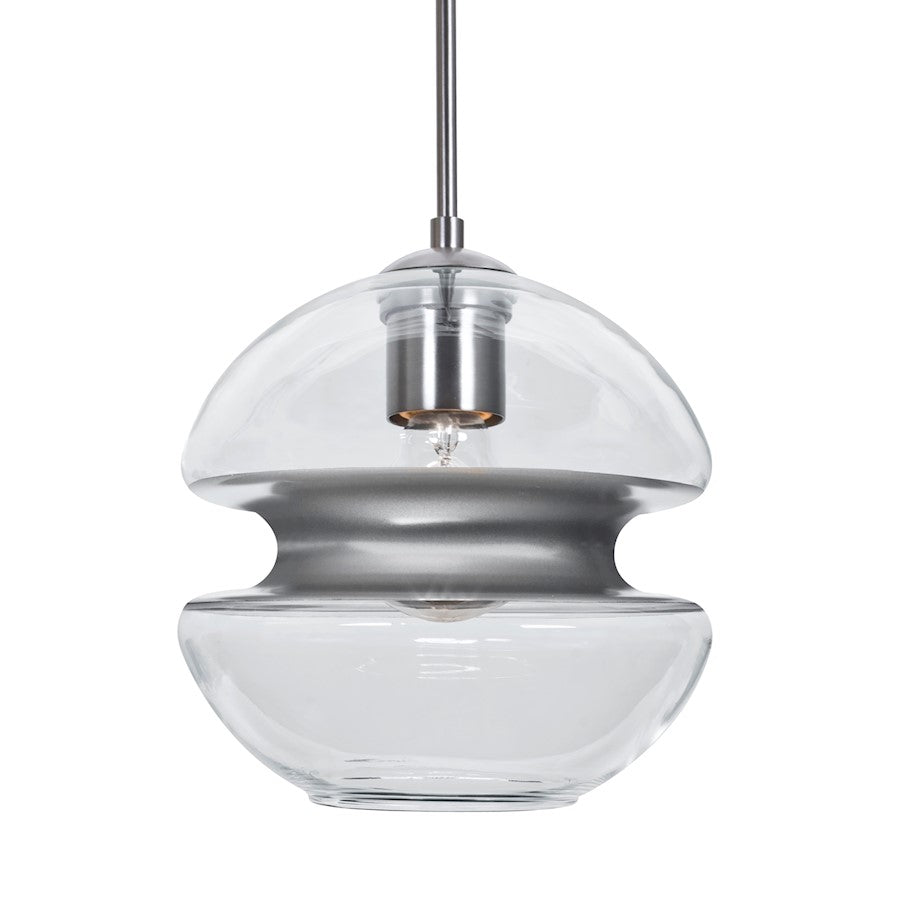 Besa Lighting Hula 8 8in 1-Light Pendant | Contemporary Satin Nickel and Silver Glass | Kitchen Island & Dining Room | Model 1JT-HULA8SL-SN
