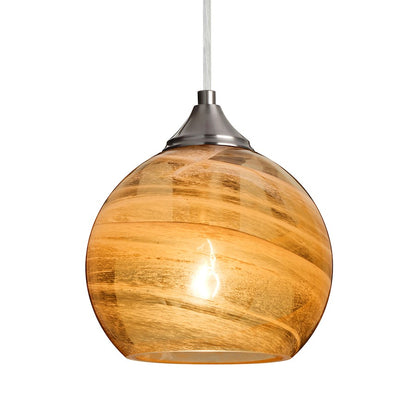 Besa Lighting Jilly 6in 1-Light Pendant | Contemporary Satin Nickel and Amber Glass | Kitchen Island & Dining Room | Model 1JT-JILLYAM-SN