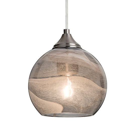 Besa Lighting Jilly 1 Light Pendant, Satin Nickel/Gray - 1JT-JILLYSM-SN