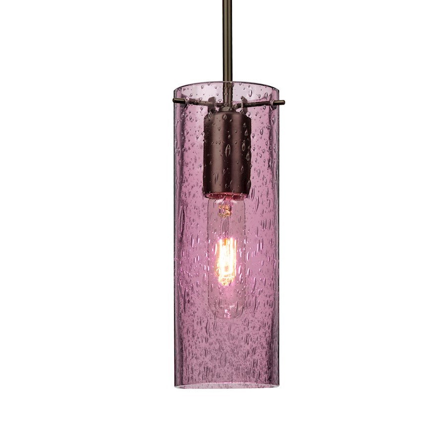 Besa Lighting Juni 10 10in 1-Light Cord Pendant | Transitional Bronze and Purple Glass | Kitchen Island & Dining Room | Model 1JT-JUNI10PL-BR
