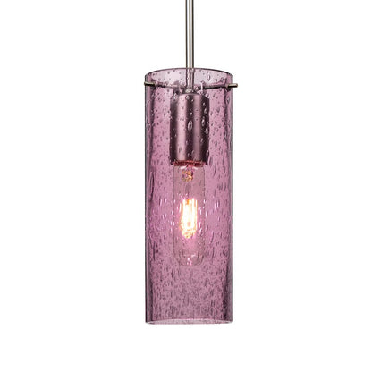 Besa Lighting Juni 10 10in 1-Light Cord Pendant | Transitional Satin Nickel and Purple Glass | Kitchen Island & Dining Room | Model 1JT-JUNI10PL-SN