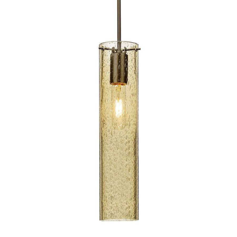 Besa Lighting Juni 16 1-Light Pendant | Transitional Bronze and Gold Glass | Kitchen Island & Dining Room | 3.5 x 16 in | Model 1JT-JUNI16GD-BR