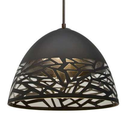 Besa Lighting Kiev 12in 1-Light Pendant | Contemporary Bronze and Black Glass | Kitchen Island & Dining Room | 12 x 8 in | Model 1JT-KIEVBK-BR