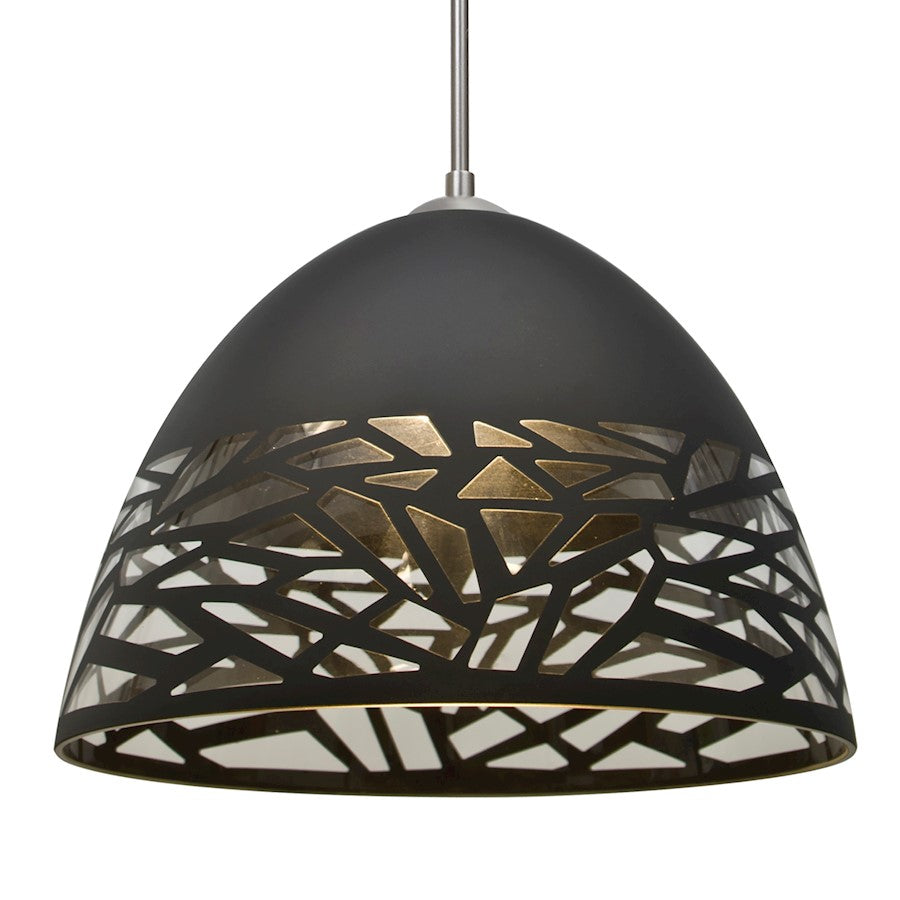Besa Lighting Kiev 1-Light Cord Pendant | Contemporary Satin Nickel and Black Glass | Kitchen Island & Dining Room | Model 1JT-KIEVBK-SN