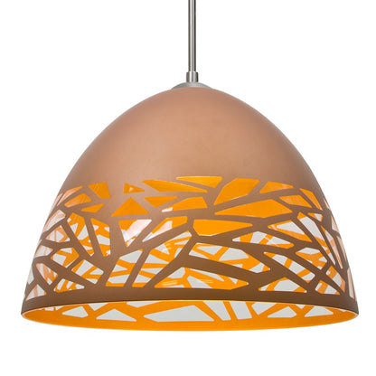 Besa Lighting Kiev 12in 1-Light Pendant | Satin Nickel and Copper Glass | Kitchen Island & Dining Room | 12.5 x 8.75 in | Model 1JT-KIEVCP-SN
