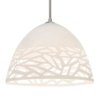 Besa Lighting Kiev 12in 1-Light LED Pendant | Contemporary Satin Nickel and White Glass | Kitchen Island & Dining Room | Model 1JT-KIEVWH-LED-SN