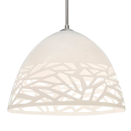 Besa Lighting Kiev 1 Light Cord Pendant, Satin Nickel/White - 1JT-KIEVWH-SN