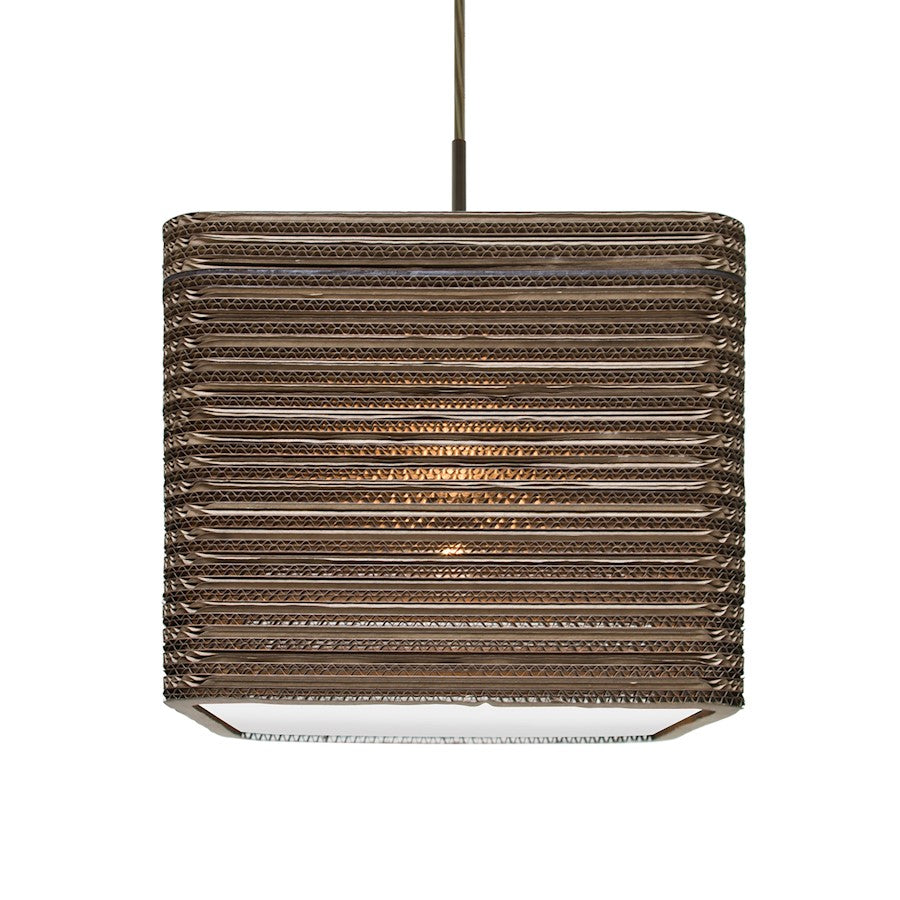 Besa Lighting Kirk 12 1-Light Pendant | Industrial Bronze and Beige Cardboard | Kitchen Island & Dining Room | 12 x 10 in | Model 1JT-KIRK12-LED-BR