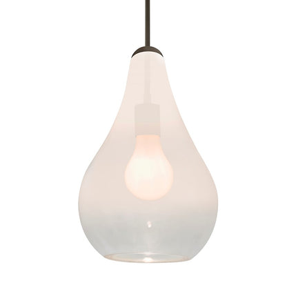 Besa Lighting Leon 6in 1-Light Cord Pendant | Contemporary Bronze and White Glass | Kitchen Island & Dining Room | 6 x 6 x 9 in | Model 1JT-LEONWC-BR