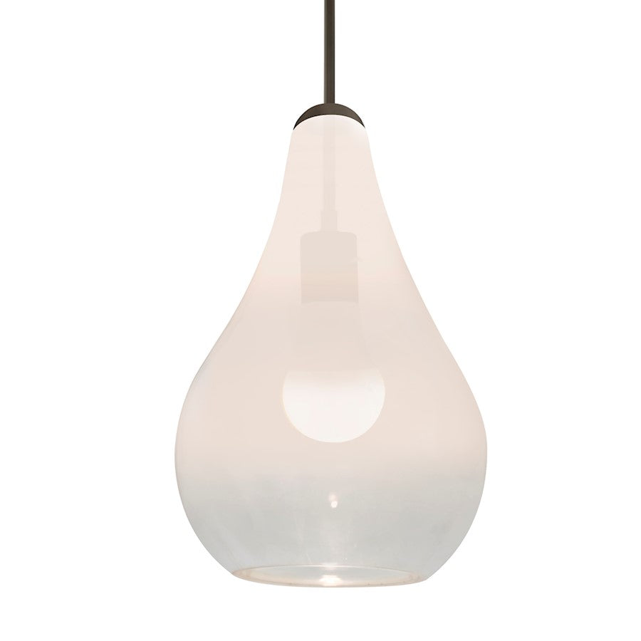 Besa Lighting Leon 6in 1-Light LED Cord Pendant | Contemporary Bronze and White Glass | Kitchen Island & Dining Room | Model 1JT-LEONWC-LED-BR