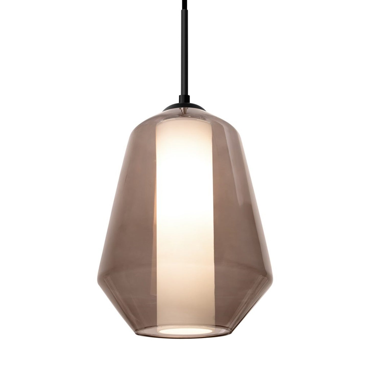 Besa Link 8in 1-Light LED Pendant | Transitional Bronze and Blue Glass | Kitchen Island & Dining Room | 8 x 8 x 10.5 in | Model 1JT-LINKBL-LED-BR