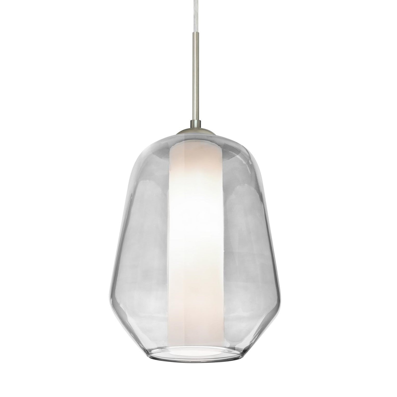 Besa Link 8in 1-Light LED Pendant | Transitional Satin Nickel and Clear Glass | Kitchen Island & Dining Room | Model 1JT-LINKCL-LED-SN