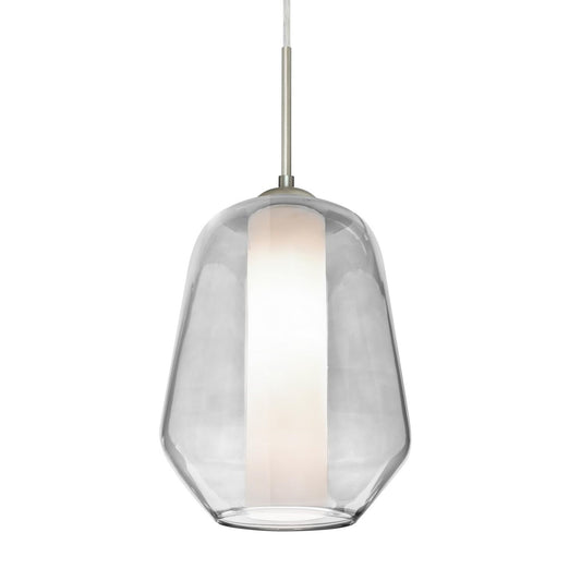 Besa Link 8in 1-Light LED Pendant | Transitional Satin Nickel and Clear Glass | Kitchen Island & Dining Room | Model 1JT-LINKCL-LED-SN