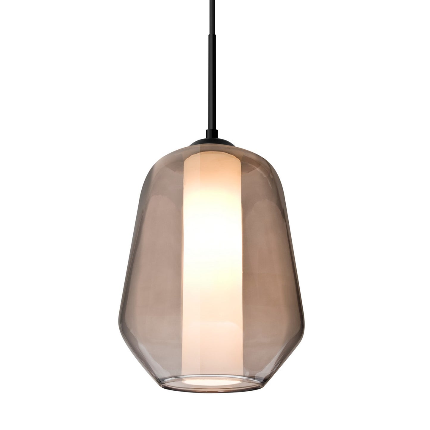 Besa Link 8in 1-Light Pendant | Transitional Black and Gray Glass | Kitchen Island & Dining Room | 8 x 8 x 10.5 in | Model 1JT-LINKSM-BK