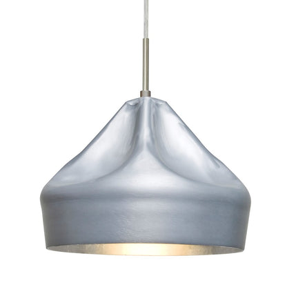 Besa Lighting Lotus 9in 1-Light Pendant | Industrial Satin Nickel and Silver Aluminum | Kitchen Island & Dining Room | Model 1JT-LOTUS-SN