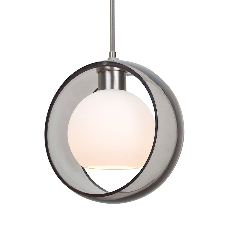 Besa Mana 9in 1-Light LED Cord Pendant | Contemporary Satin Nickel and Trans-Smoke Glass | Kitchen Island & Dining Room | Model 1JT-MANASM-LED-SN