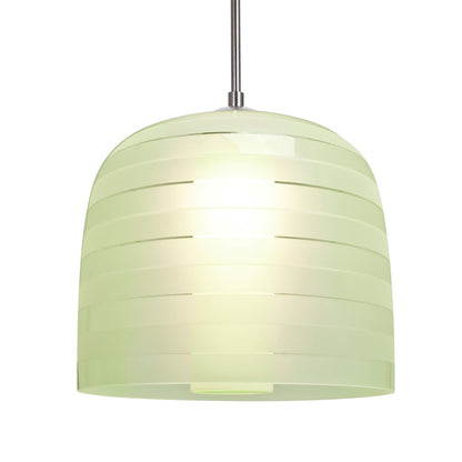 Besa Lighting Mitzi 10 9in 1-Light LED Cord Pendant | Contemporary Satin Nickel and Green Glass | Kitchen Island | Model 1JT-MITZI10CR-LED-SN