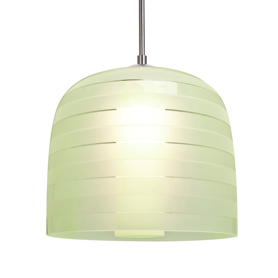 Besa Lighting Mitzi 10 9in 1-Light Cord Pendant | Contemporary Satin Nickel and Green Glass | Kitchen Island & Dining Room | Model 1JT-MITZI10CR-SN