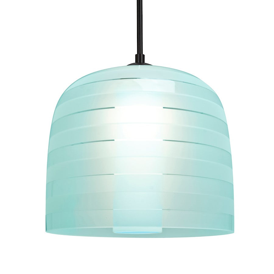 Besa Lighting Mitzi 10 1-Light Cord Pendant | Contemporary Black and Blue Glass | Kitchen Island & Dining Room | Model 1JT-MITZI10CY-BK