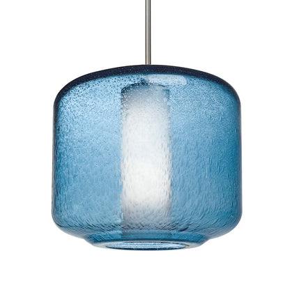Besa Lighting Niles 10 1-Light Cord Pendant | Transitional Satin Nickel and Blue Opal Glass | Kitchen Island & Dining Room | Model 1JT-NILES10BO-SN