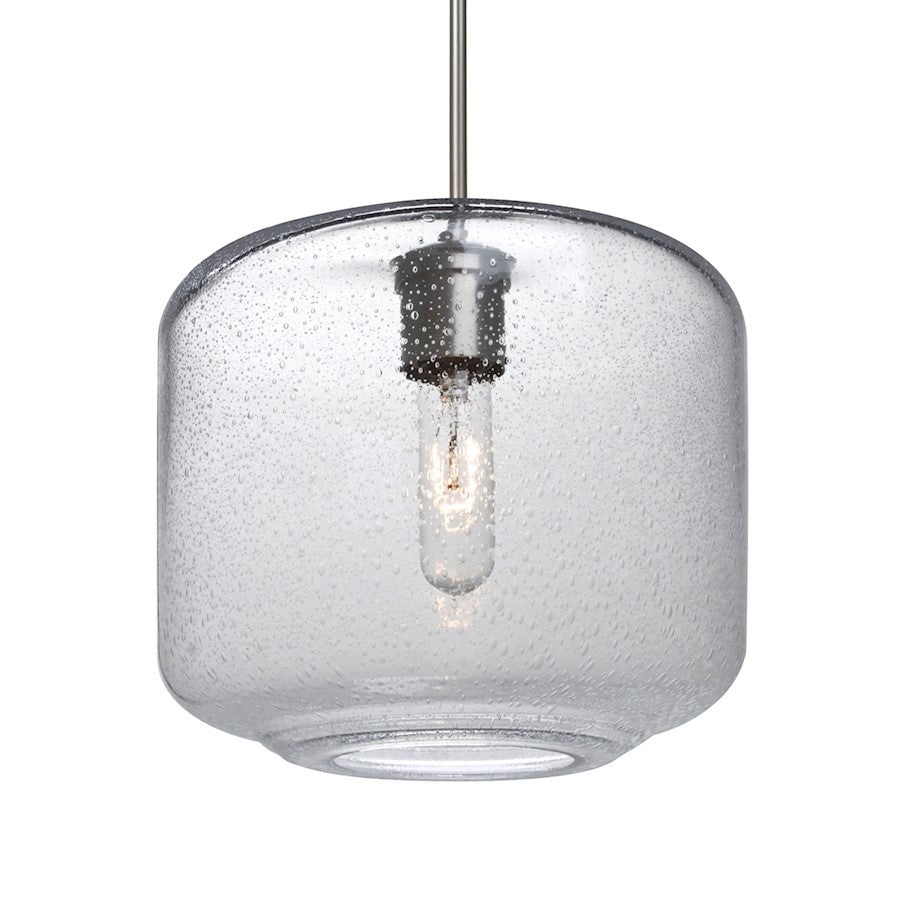 Besa Lighting Niles 10 10in 1-Light Cord Pendant | Transitional Satin Nickel and Clear Bubble Glass | Kitchen Island | Model 1JT-NILES10CL-SN