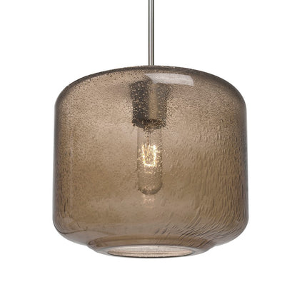 Besa Lighting Niles 10 9in 1-Light Pendant | Satin Nickel and Smoke Glass | Kitchen Island & Dining Room | 9.5 x 9 in | Model 1JT-NILES10SM-SN