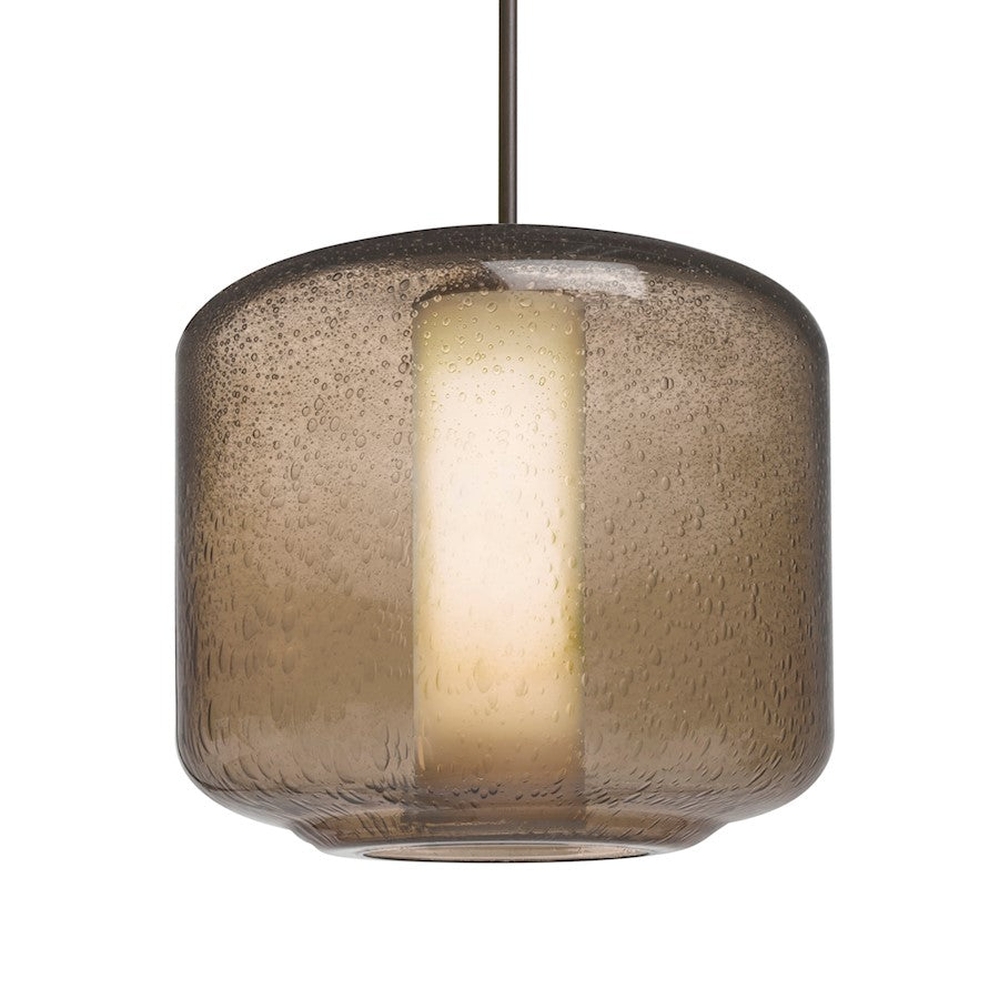Besa Lighting Niles 10 9in 1-Light Pendant | Transitional Brushed Bronze and Gray Opal Glass | Kitchen Island & Dining Room | Model 1JT-NILES10SO-BR