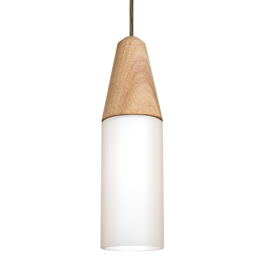 Besa Lighting Nini 12in 1-Light Cord Pendant | Contemporary Bronze and White Glass | Kitchen Island & Dining Room | Model 1JT-NININA-BR