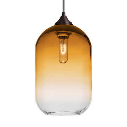 Besa Lighting Omega 12 12in 1-Light Cord Pendant | Contemporary Bronze and Amber Glass | Kitchen Island & Dining Room | Model 1JT-OMEGA12AM-BR