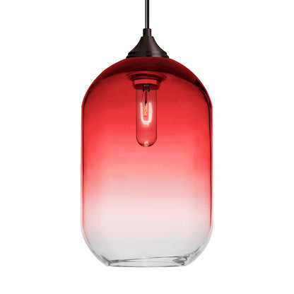 Besa Lighting Omega 12 1-Light Cord Pendant | Contemporary Bronze and Red Glass | Kitchen Island & Dining Room | 7 x 11 in | Model 1JT-OMEGA12RD-BR