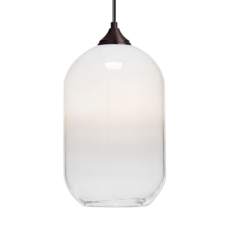 Besa Lighting Omega 12 7in 1-Light Pendant | Contemporary Bronze and White Glass | Kitchen Island & Dining Room | 7 x 11 in | Model 1JT-OMEGA12WH-BR