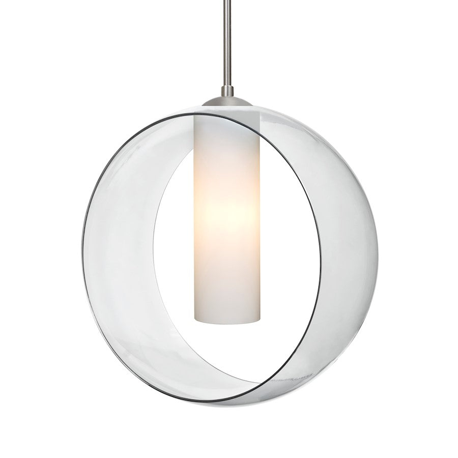 Besa Lighting Plato 12in 1-Light Pendant | Contemporary Satin Nickel and Clear Glass | Kitchen Island & Dining Room | Model 1JT-PLATOCL-SN