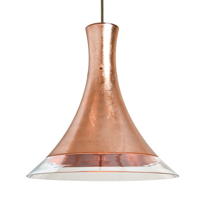Besa Lighting Rio 12in 1-Light Cord Pendant | Contemporary Bronze and Copper Glass | Kitchen Island & Dining Room | Model 1JT-RIOCF-BR